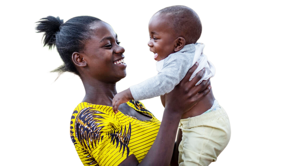 Mother carrying baby