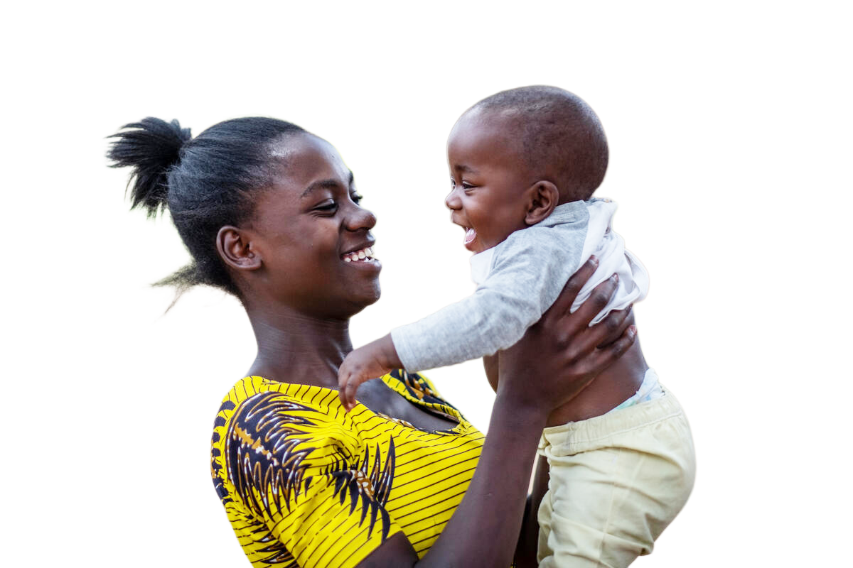 Mother carrying baby