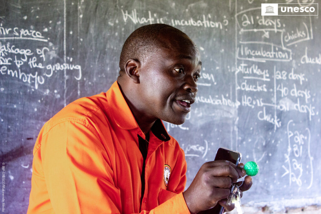 Andrew, a primary school teacher at a refugee settlement in Nakivale, Uganda.