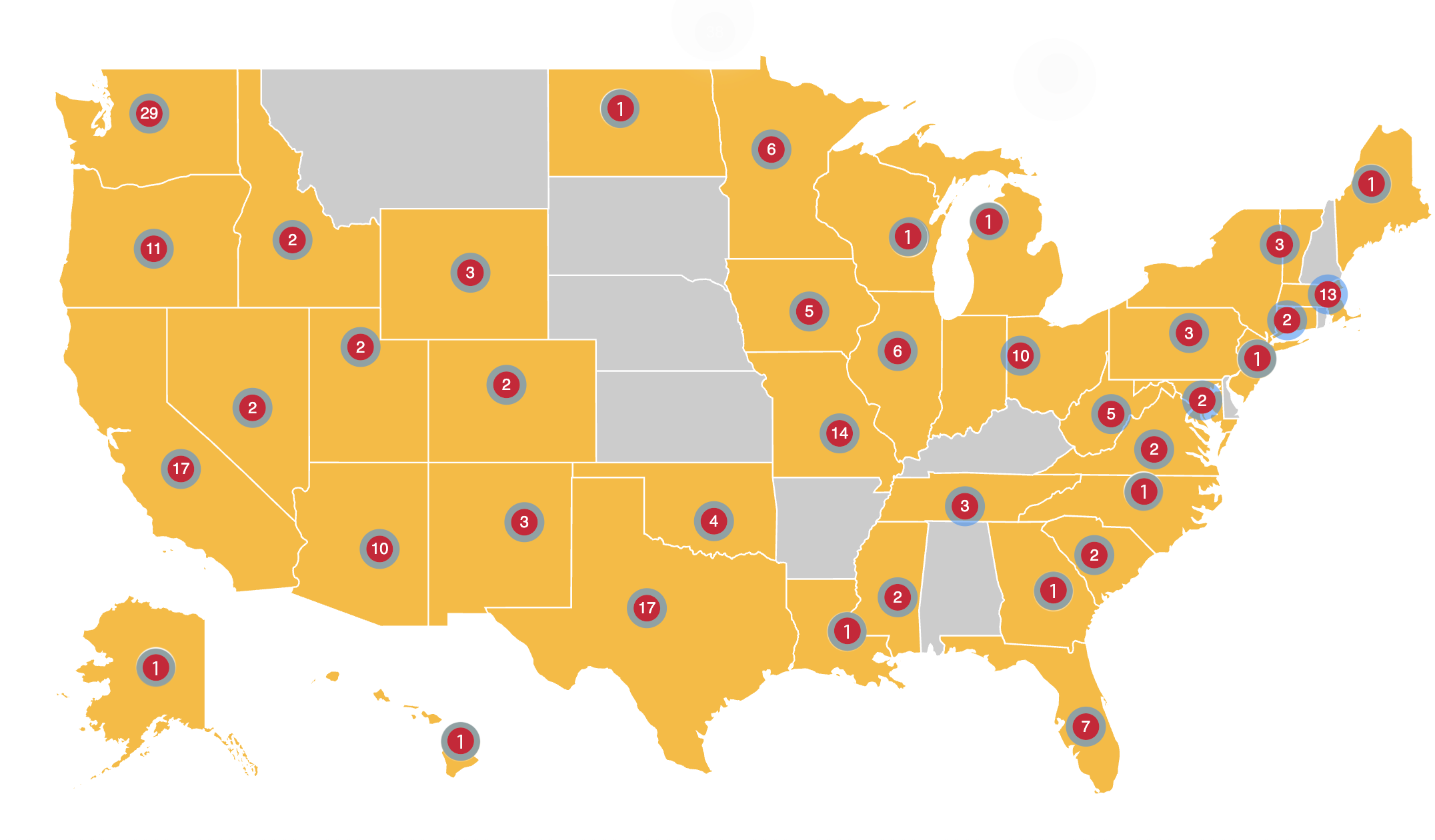 Member of Congress meetings map 2023