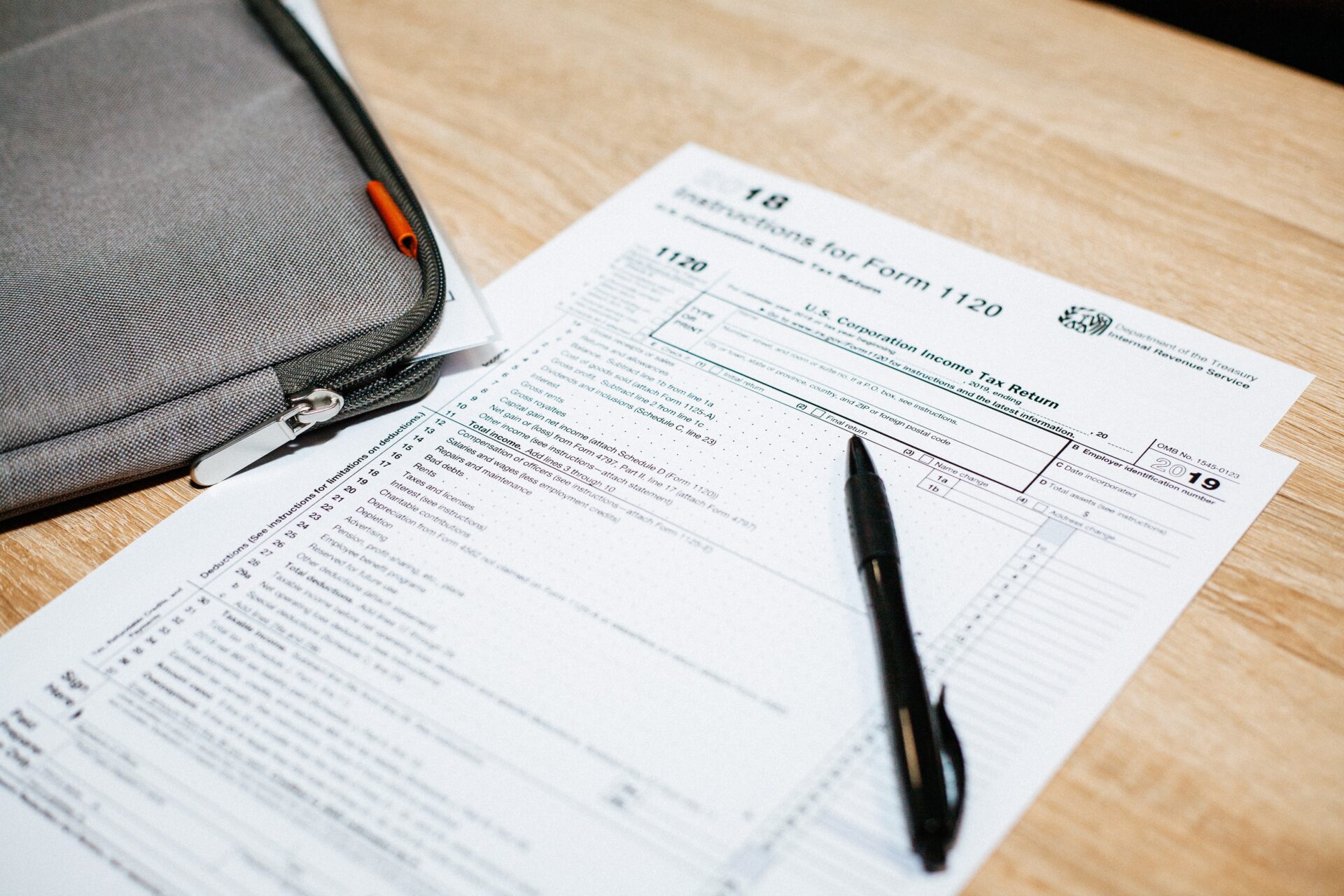 Tax return form on a desk